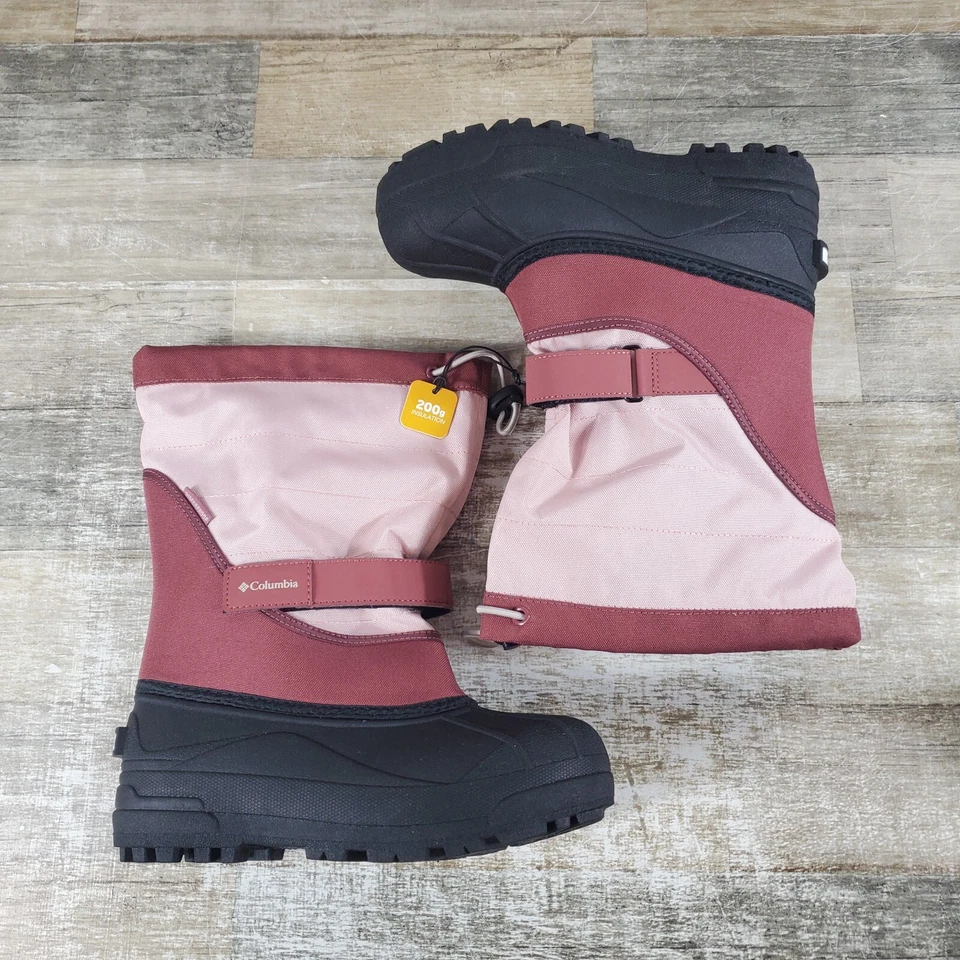 Botas de nieve Columbia Powderbug Plus II para niños talla 7 rosa polvoriento remolacha media pantorrilla Foto 2 de 4