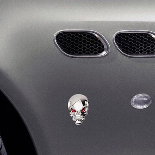 3D Metal Skull Bone Sticker Car Exterior Body Emblem Badge Decal Car Accessories - Picture 9 of 12