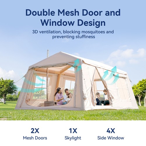 SUNYRISY aufblasbare Campingzelte 8-10 Personen 117 qm 2 Zimmer mit Fenster & Pumpe - Bild 5 von 18