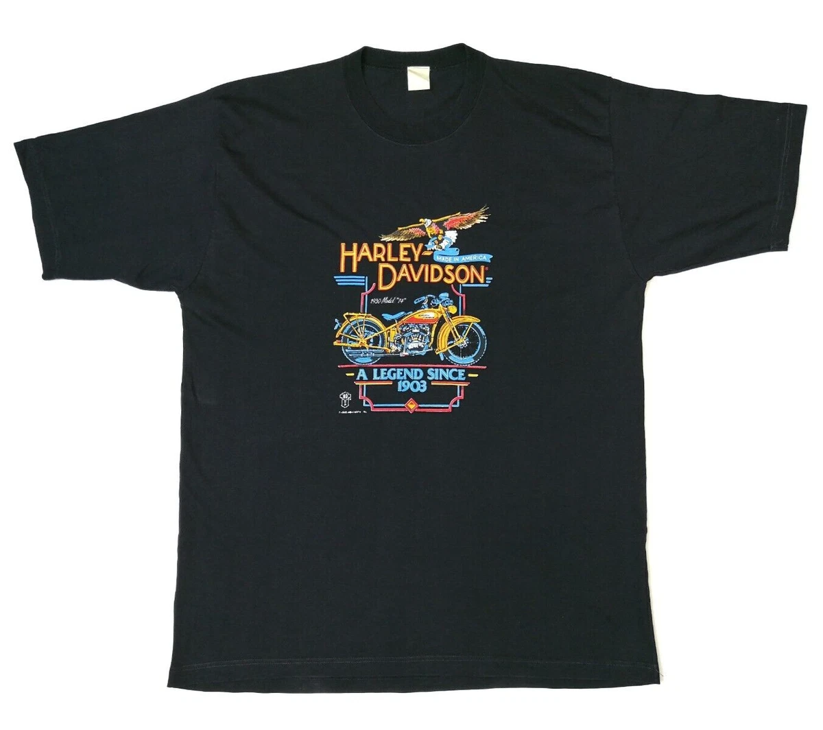 Vintage 1988 Harley Davidson T-Shirt 3D Emblem USA Legend 1930 Model 74 size XL