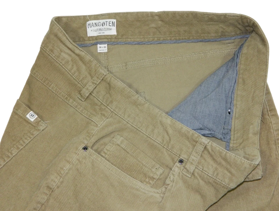 Pantalones de mezclilla de pana para hombre Hang Ten ajuste estándar beige etiqueta 36x30 medida talla 36x29 Foto 4 de 4