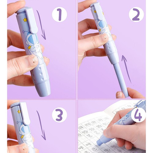 pressing cartoon pencil eraser Pen type cute eraser Replaceable rubber core - Photo 8/20