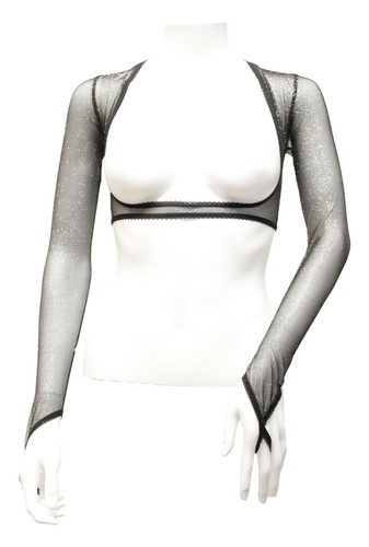 DANCE WEAR BOLERO SHRUG STRETCH MESH LACE GLITTER FINGER LOOP BELLYDANCE - Picture 57 of 81