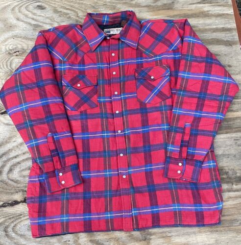 Vintage Big Mack Sz XLT Pearl Snap Shacket Plaid Quilt Lined Flannel Jacket Tall