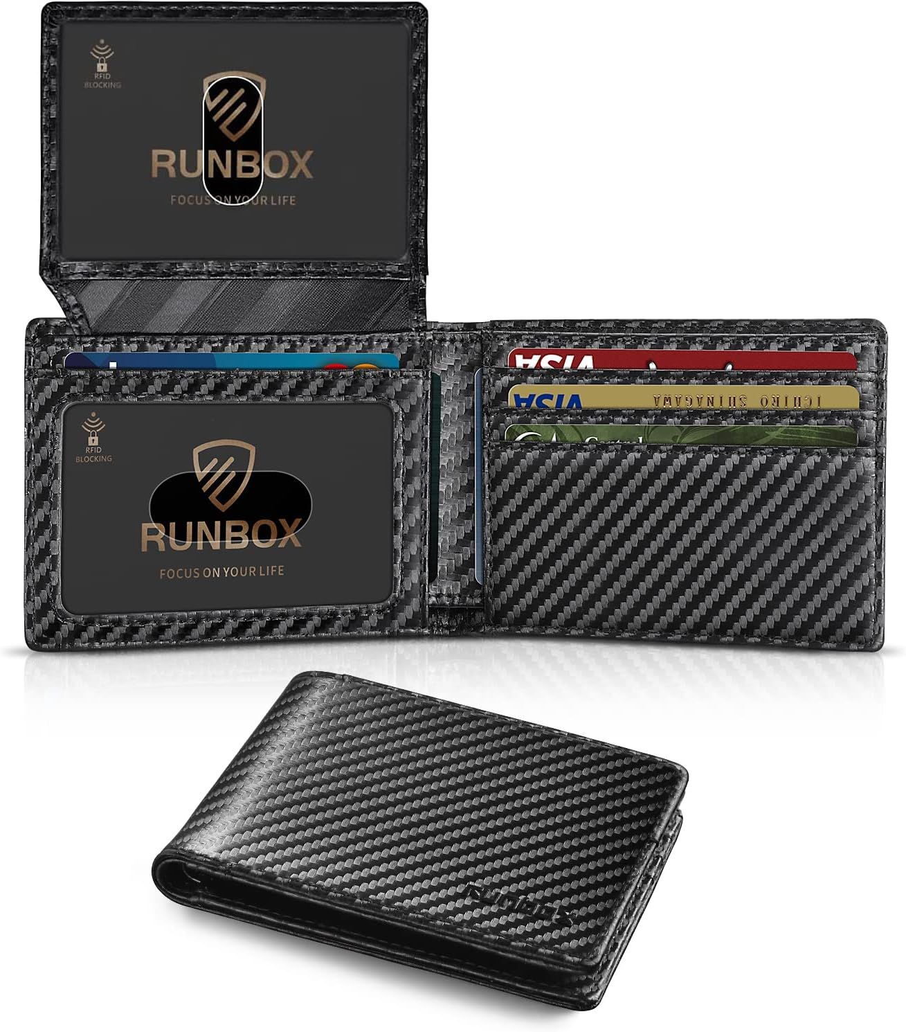 Men's RFID Leather Bifold Wallet with 2 ID Windows - Perfect Gift for Dad
