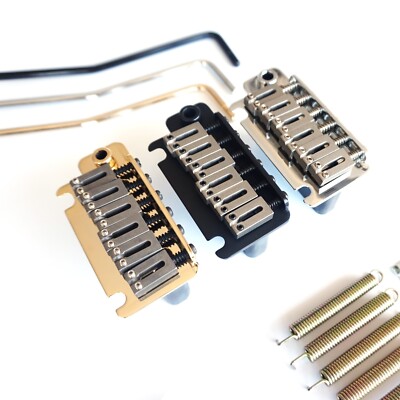 Stratocaster Strat 2-Punkt Tremolo Brücke - Stahlsättel - Chrom, Schwarz, Gold