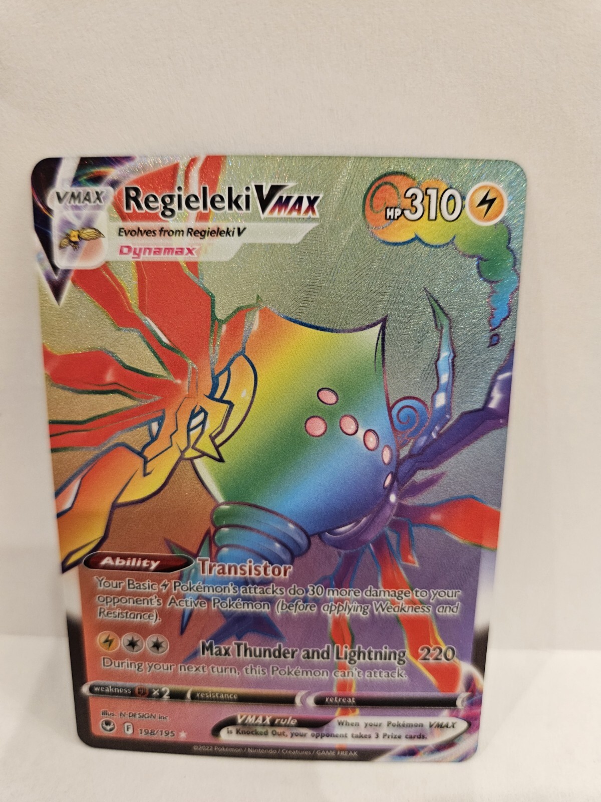 Pokemon Card Regieleki Vmax 198/195 Silver Tempest Secret Rare NM