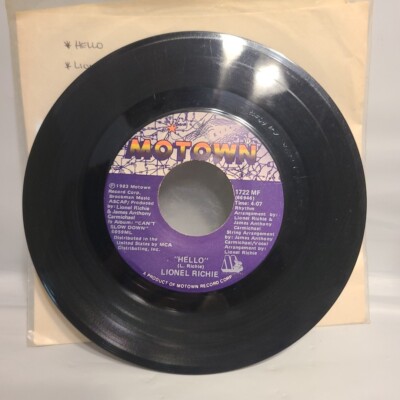 Lionel Richie ~ Hello/ You Mean More To Me Motown 45 RPM Record