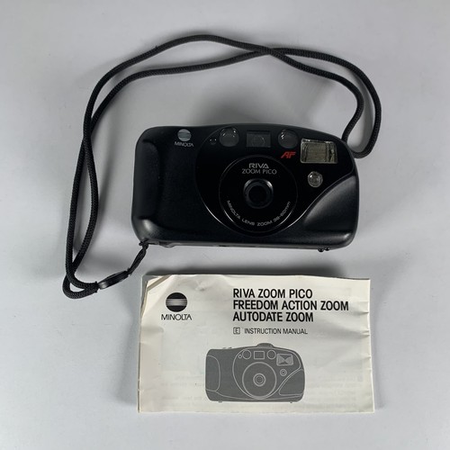 Minolta Riva Zoom Pico 35 mm Kompaktfilmkamera 38 mm-60 mm ungetestet mit manueller Hülle - Bild 3 von 10