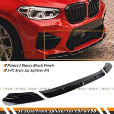 For 19-21 BMW X3M X4M Competition F97 F98 Glossy Black Front Bumper Lip Splitter