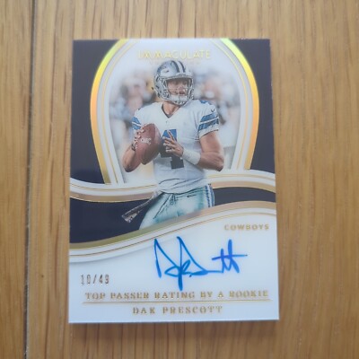 2023 Immaculate Collection Dak Prescott Records Autographs Auto On Card #10/49 