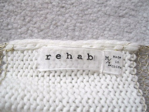 NEW WOMEN'S OFF WHITE SWEATER GOLD SEE THROUGH PANELS BY REHAB SIZE M/L - Imagen 4 de 7