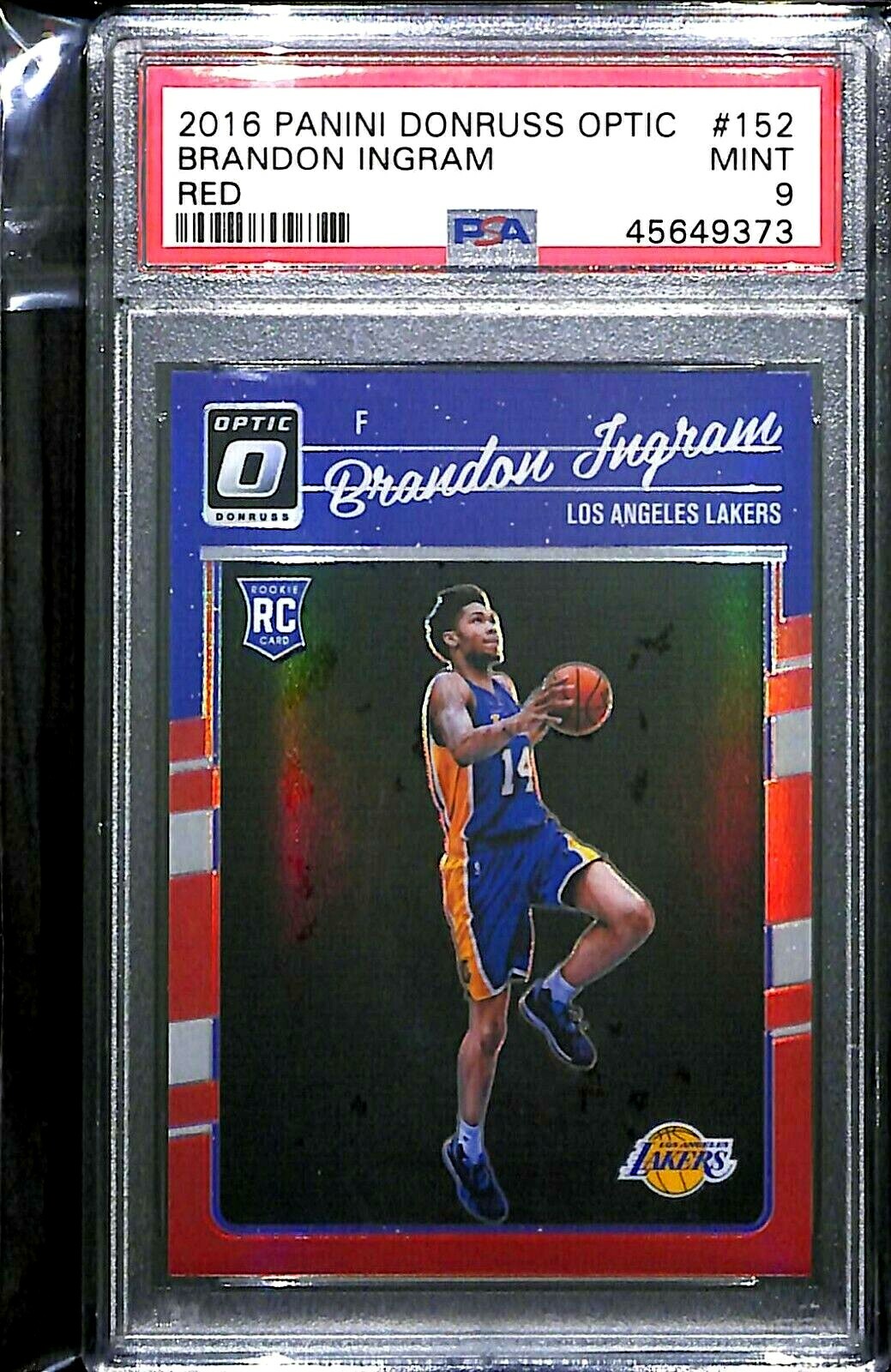 2016-17 Donruss Optic Rookie Red Holo Prizm #152 Brandon Ingram No 1 of 99 PSA 9