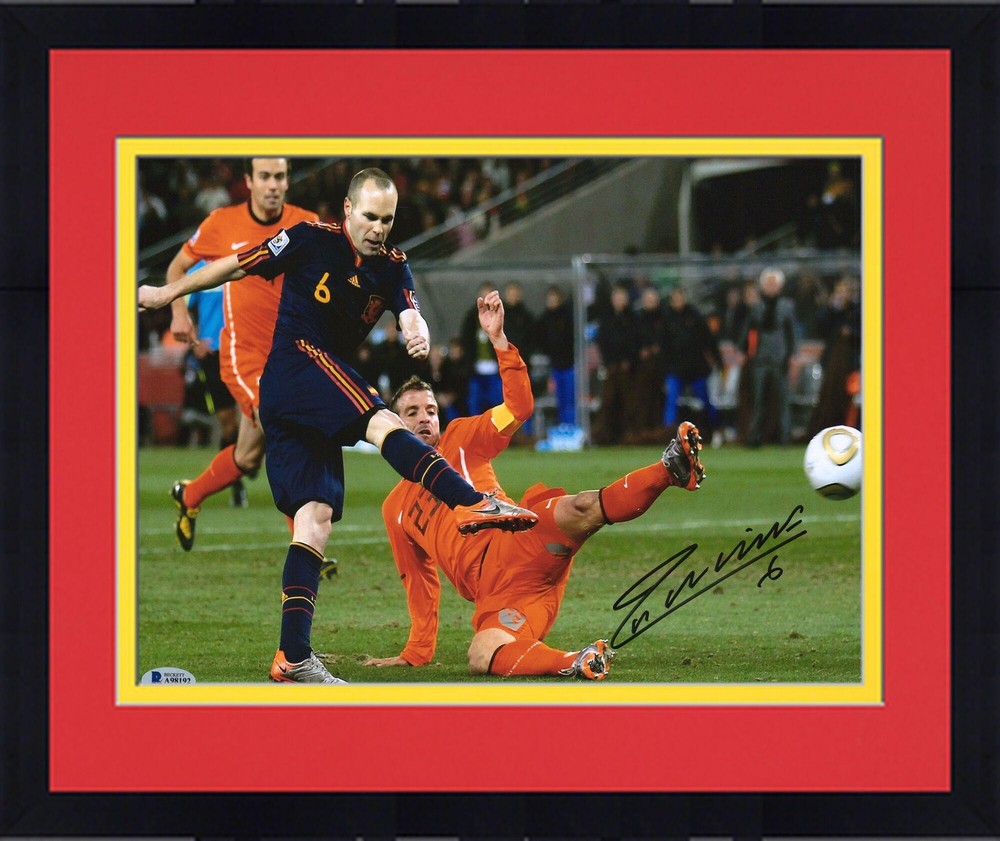 Framed Andres Iniesta Spain Signed 11