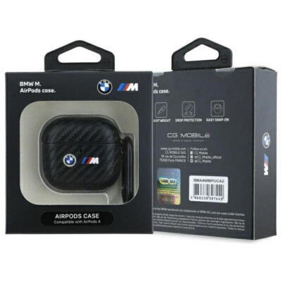 BMW Airpods 4 Hülle Case Cover M Power Carbon Serie Double Metal Logo black