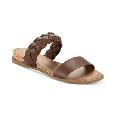 Sun + Stone Women's Easten Slide Sandals, Chocolate Woven Size 7.5M