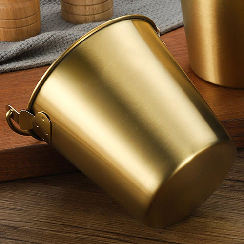 4 X SMALL GOLD S/Steel Fried Chicken Barrel Ice Cube Holder Chips Bucket 11X11CM - Picture 3 of 4