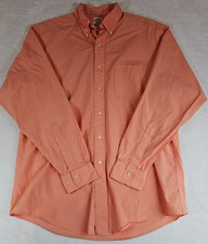 Brooks Brothers Mens Dress Shirt 16-35 Orange Check Long Sleeve Oxford Button