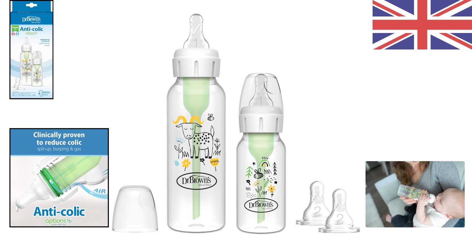 Comforting Anti-Colic Baby Bottle Set - Includes 4oz & 8oz Bottles, BPA-Free
