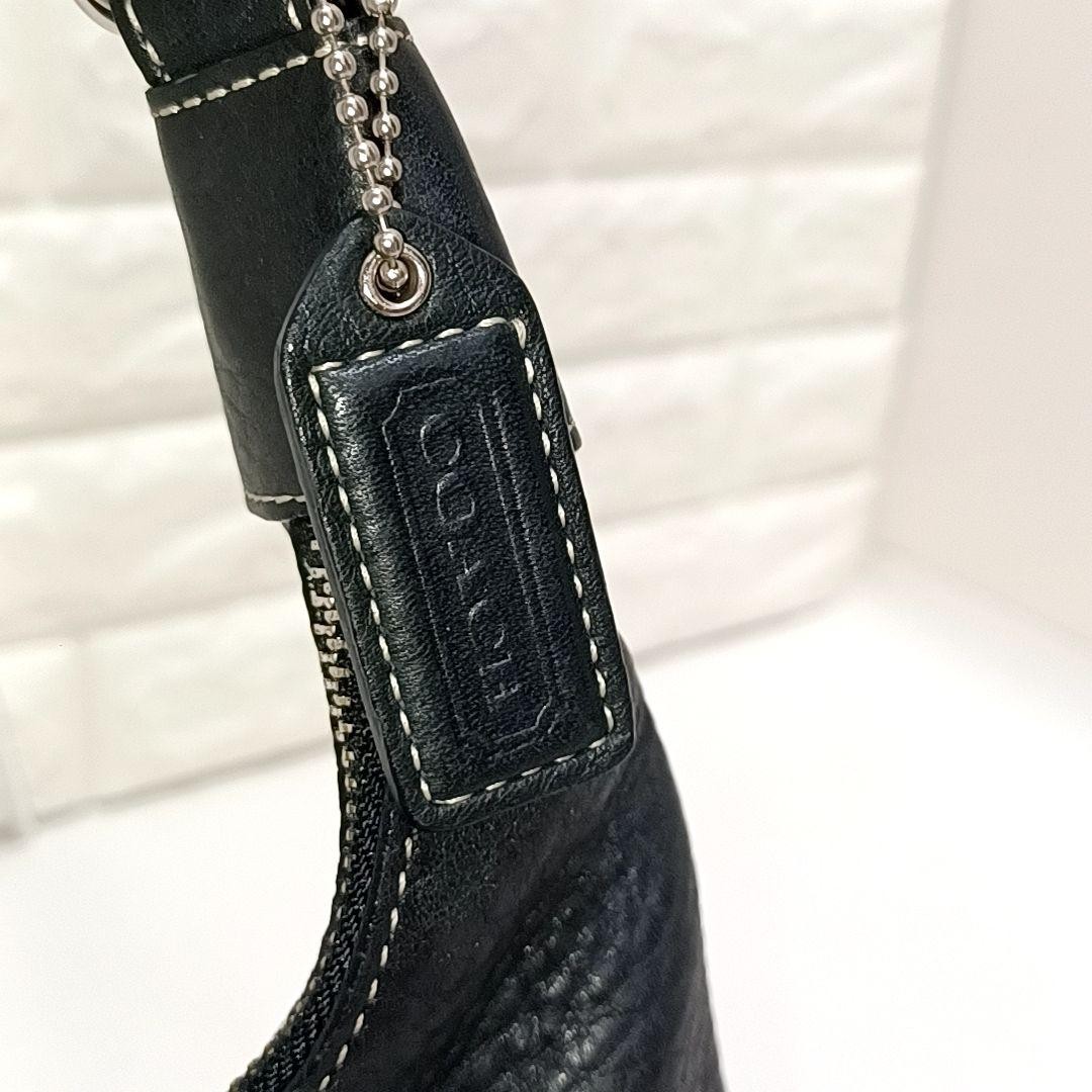 Coach Hamptons Pebbled Hobo Half Moon Shoulder Bag Leather Black Vintage image 5