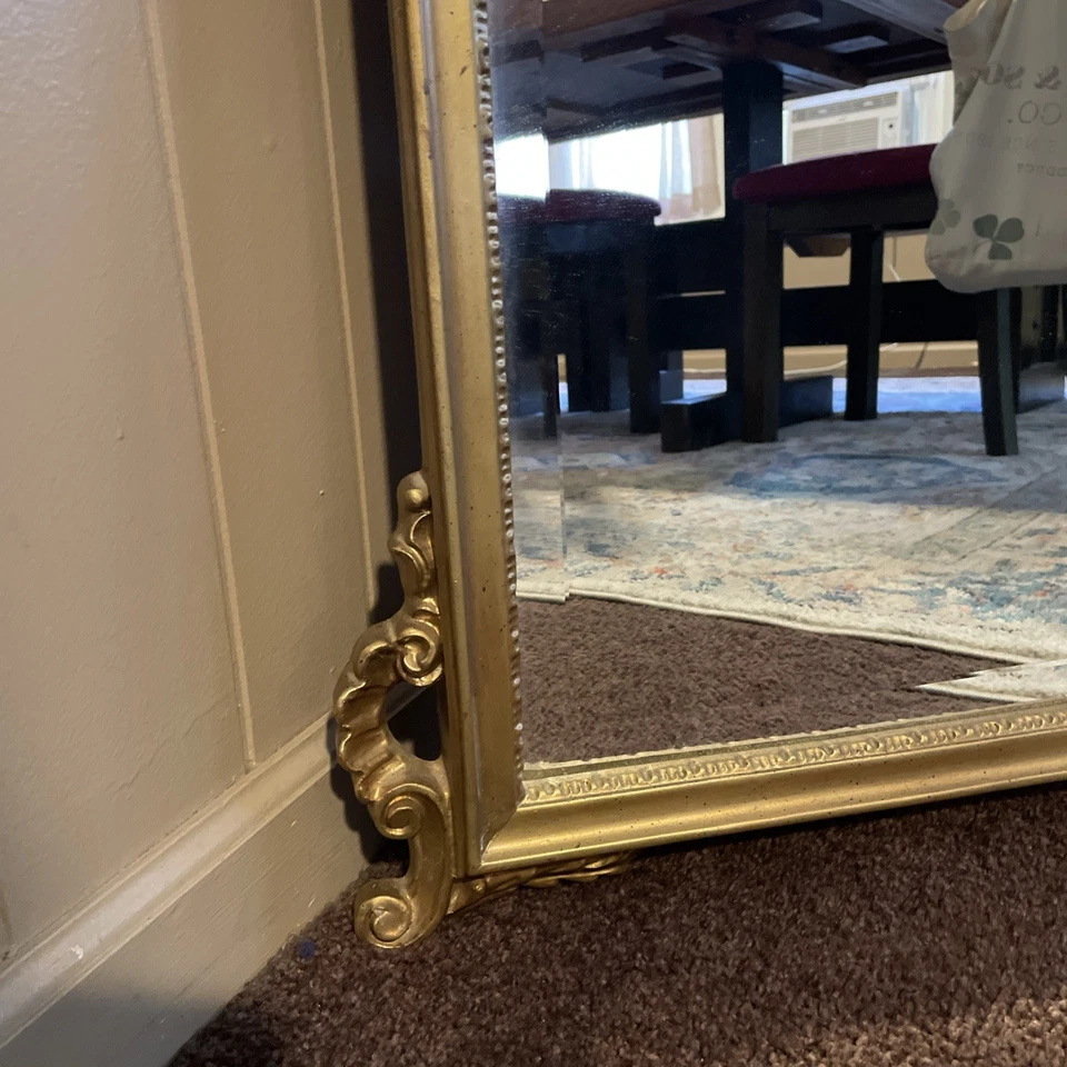 Espejo dorado vintage estilo regencia hollywood dorado Foto 3 de 4