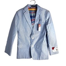 Izod Boys Light Blue Cotton Sport Coat Blazer Size 8 Lightweight NEW