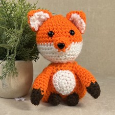 NWT Jacquie Miner Watercolors Handmade Crochet Fox Plush Stuffed Animal 6"