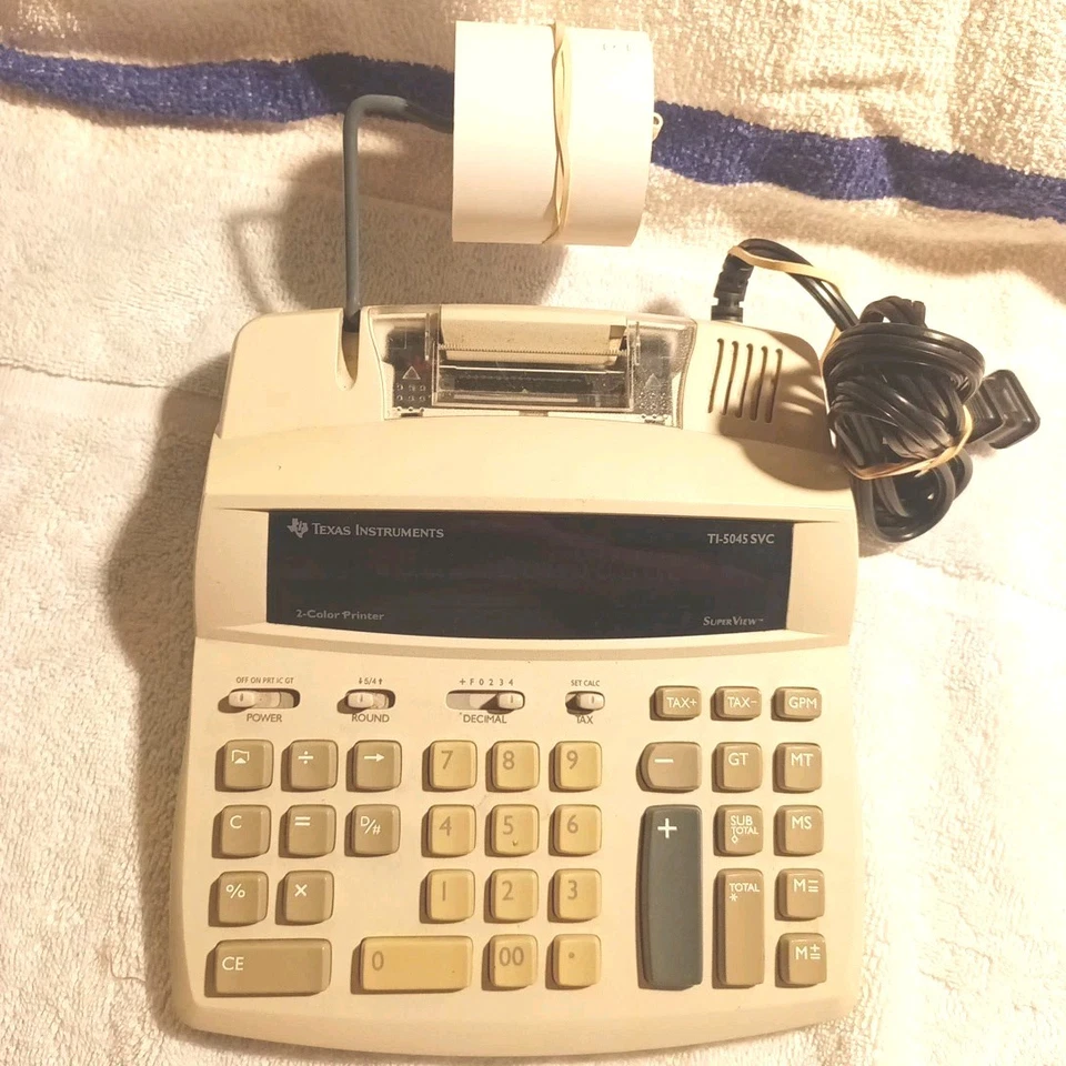 VINTAGE Texas Instruments TI-5045 SV Calculator 12 Digits 2 Color  Large - Image 3 of 4