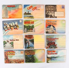 Lot of 12 Vintage Souvenir Postcard Folders, Cape Cod, Durham, Carlsbad +