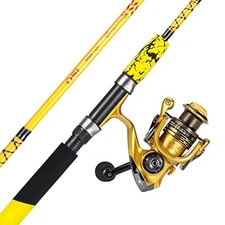  Spinning Reel and 2-Piece Fishing Rod Combo, Durable Graphite & Fiberglass 