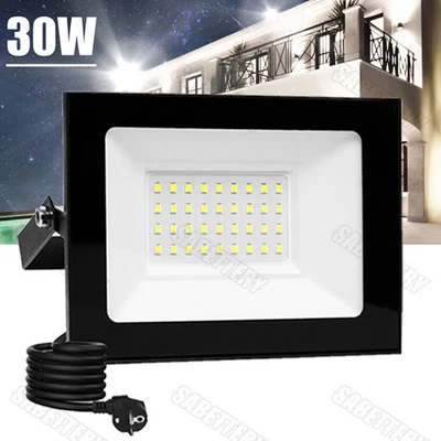 WOWSPEED Foco exterior 30W LED con enchufe foco de construcción blanco frío IP66