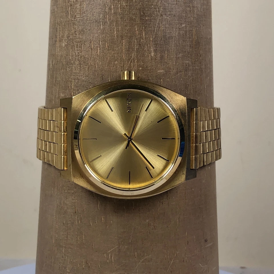 Nixon Minimal Time Teller Men Dress Gold Tone Quartz Analog 34mm Watch 8 1/4" - Image 2 of 4
