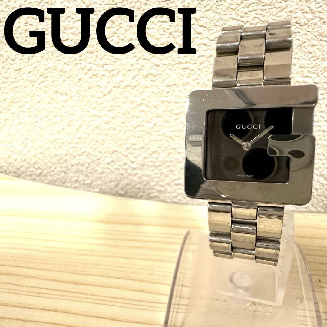 GUCCI時計 3600J 新品電池 稼働品 シルバー Gスクエア 2 GUCCI Watch 3600J New Battery Working Silver G Square 2 Auth