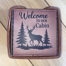 NWOT Leather Cabin Coaster Set Of 6