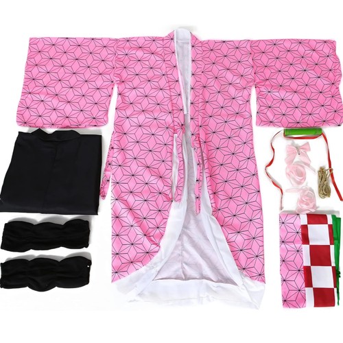 NWT Anime Demon Slayer Kimetsu no Yaiba Kamado Nezuko Cosplay Kids M/L sz. 140 - Picture 4 of 8