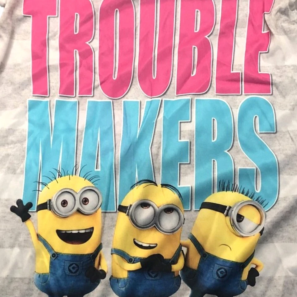 Despicable Me Girls Silky Gray & Blue Minions Nightgown Size 6 - Image 2 of 2