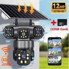Solar Battery Powered Wireless WiFi Outdoor Pan/Tilt Home Security Camera System