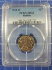 1938-D Denver Mint Buffalo Nickel PCGS MS66 Fresh Holder Beautiful Strike