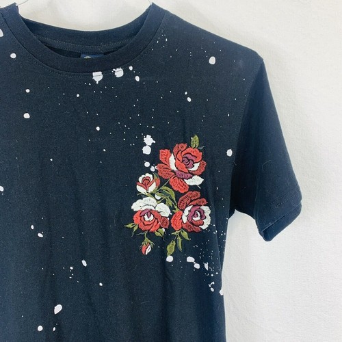 Camisa Bleeker and Mercer "Pagada en su totalidad" bordada negra ropa de calle talla pequeña - Imagen 2 de 7