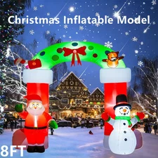 8.2FT Christmas Inflatable Archway w/Santa Snowman LED Light Outdoor Party Decor
