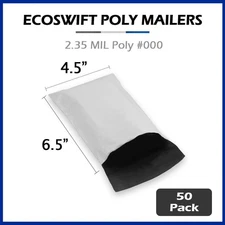 50 6.5x4.5 EcoSwift Poly Mailers SMALL Plastic Envelopes Shipping Bags 2.35MIL