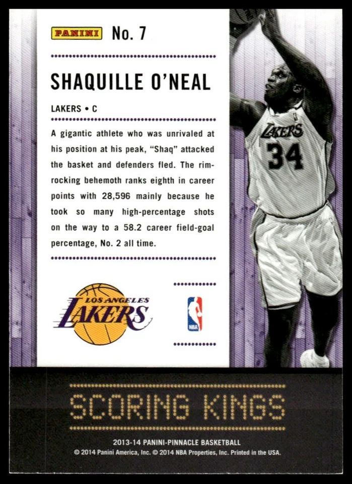 2013-14 Pinnacle #7 Shaquille O'Neal Scoring Kings prueba de artista Foto 2 de 2