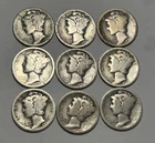 1921 G-AG MERCURY DIME LOT / 9 1921 P MINT DIMES