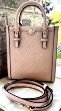 TORY BURCH MONOGRAM MINI TOTE BAG CONVERTIBLE BLUSH EMBOSSED LEATHER N/S NWT