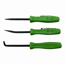 Snap On Tools Mini Pocket Pry Bar Set 3 piece Green 5 inch Straight Bent 90