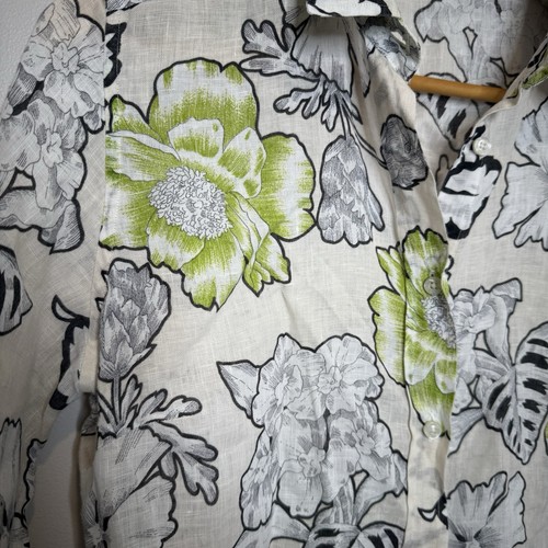 Etro Floral Linen Collar Long Sleeve Button Front Regular Fit Shirt Top Size 44 - Picture 4 of 8
