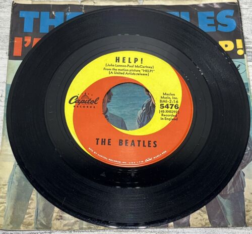 The Beatles Help! & I'm Down 45 & Picture Sleeve Vinyl Record Capitol #5476 - Imagen 3 de 4