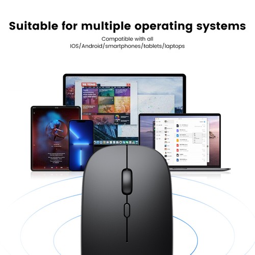 2.4G Wireless Mouse Rechargeable, Ultra Silent Optical Mouse with USB Receiver - Afbeelding 4 van 8