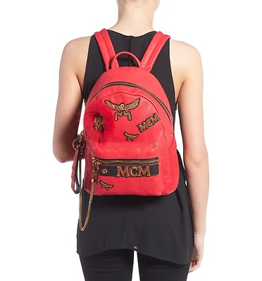 MCM Small Stark Insignia Leather Backpack with Genuine Fox  display picture 1