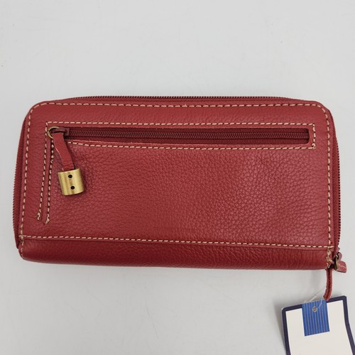 Croft And Barrow Red Leather Multicompartment Zip-Around Checkbook Wallet New